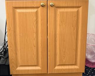Oak wood finish storage cabinet