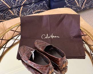 Cole Haan brown crocodile loafers