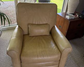 Butter yellow leather BarcaLounger recliner