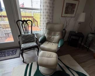 Leather Chair and Ottoman