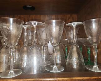 Vintage etched stemware