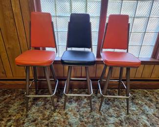 MCM 1965 Orange & Black bar stools