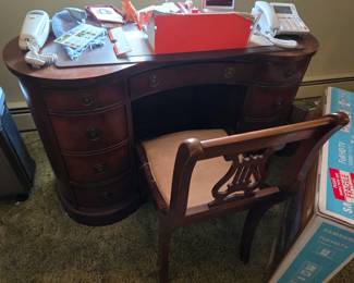 Antique Kidney Shape Mahogany Desk
