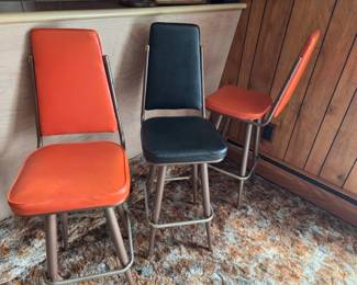 MCM 1965 Orange & Black bar stools