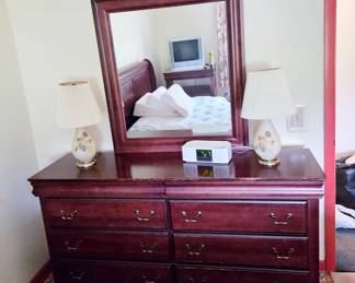 Queen Bedroom Set - Headboard, Mattress, Dresser & Stand