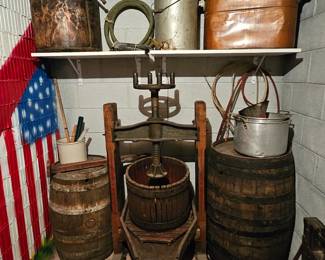 Wine Making wood and iron fruit / cider press