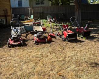 Vintage lawnmowers, snowblowers, spreaders