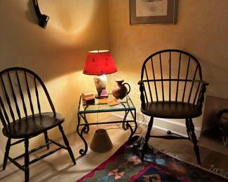 Windsor chairs, African rug