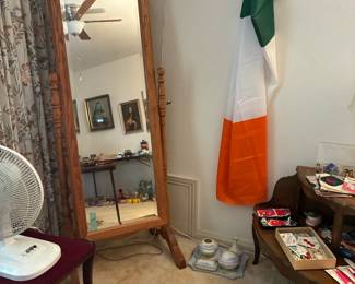 Stand alone beveled mirror that tilts, Irish flag