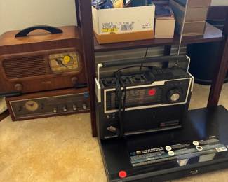Vintage radios, match collection