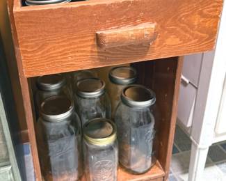 Small cabinet, canning jars