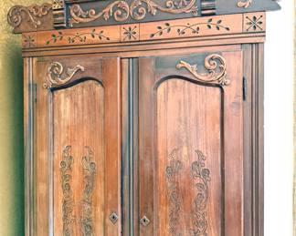 19th century French provincial carved oak armoire