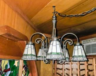 Arts and Crafts Tiffany-Style Hanging Lamp