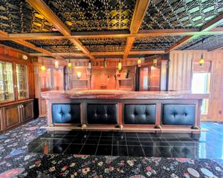 Solid Wood w/ Marble Top Custom Bar *foot rail not included