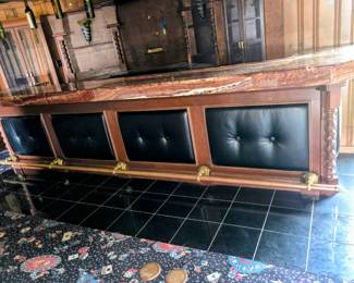 Solid Wood w/ Marble Top Custom Bar *foot rail not included