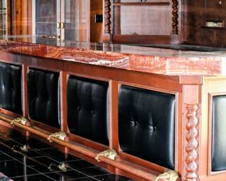 Solid Wood w/ Marble Top Custom Bar *foot rail not included