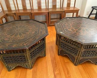 Moroccan wood hand painted octagonal coffee tables 47 inch
