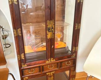 Antique Korean Ming-style display cabinet and Asian decor