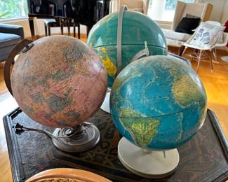 Vintage globes some made into lamps