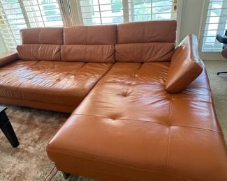 Italian leather sectional orange sofa day bed