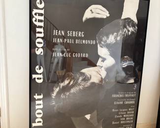 "A bout de soufle" French text movie poster Jean Sberg and JP Belmondo( 8ft high)