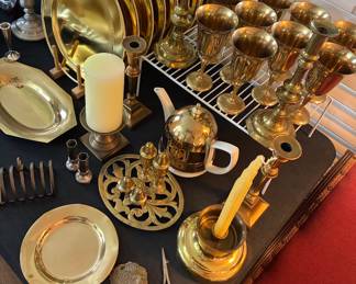 Assortment of vintage brass