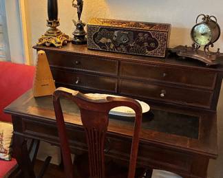 Antique French leather top writing desk