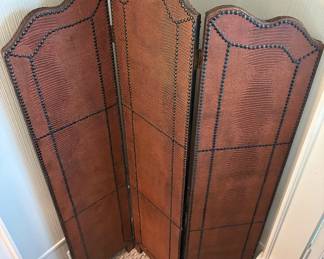 1 of 2 Vtg. Leather nailhead screens
