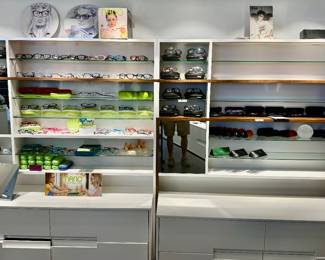 Buy It Now $750.00 Each Shelving for Display of Eyeglasses or Electronics. Buy it Now $500.00 Storage Units for each Shelf Unit