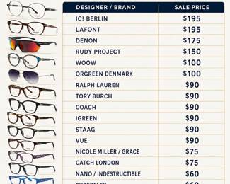 Eyewear Pricing List