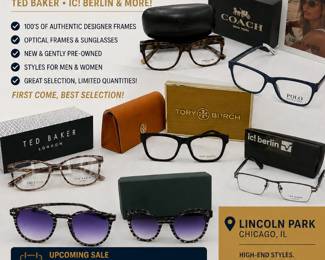 Designer Eyewear, Frames with Demo Lenses, Ready to get prescription lenses either online or at eyesore center.