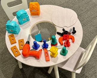 Buy it Now $95.00 Kids Play table and 2 chairs Toys Included