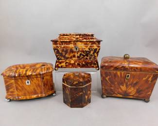 Tortoise shell tea caddies