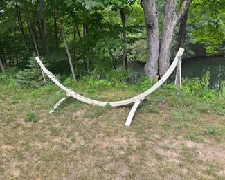 This a a hammock frame, the rest of it is in the garage. The bedding to it is camo and is brand new