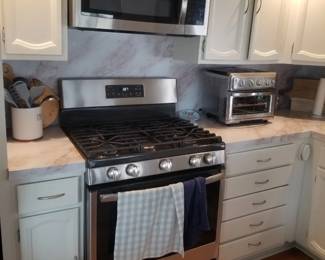 GE gas range; GE microwave oven mfg. July 2019