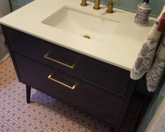 Bath vanity is navy