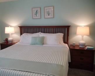 Stickley-inspired queen bed with matching nightstands