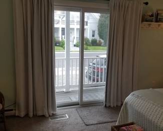Sliding glass doors; curtain rods & curtain panels