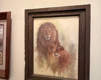 Vintage lion painting