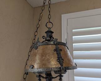 Rare! 60's Mission Style Wrought Iron Hanging Lamp