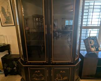 Vintage Asian Black Lacquer Cabinet