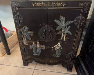 Small Asian Black Lacquer Cabinet