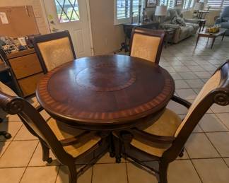 Solid Wood Lazy Susan game/dining table with 4 Chairs
