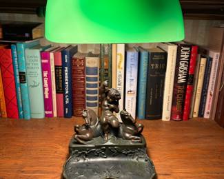 bronze base library lamp