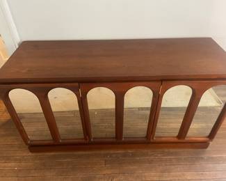 Mirrored MCM sideboard with cabinets
