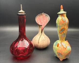 Vintage Fenton Cranberry Glass Barber Bottle, Susan Anderson & More!