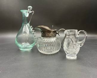 Antique Cut Glass Creamer & Crystal Lot