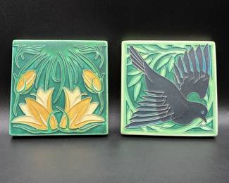 (2) Motawi Tileworks Art Tiles, Including "Blackbird" Retired Piece