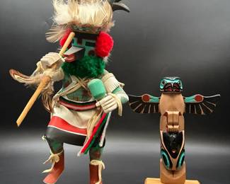 Vintage Hopi Kachina Doll & Tribal Totem Pole