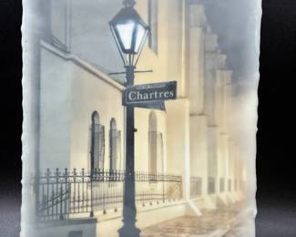 Signed Vaeda Baty Encaustic Photo on Wood Panel, French Quarter